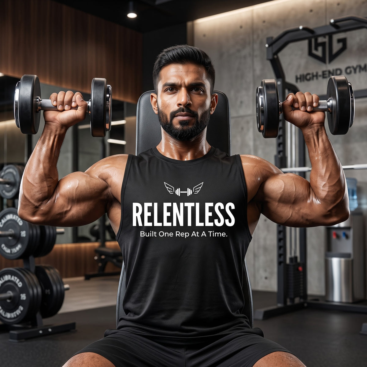 RELENTLESS Sleeveless T-Shirt for Men - Black