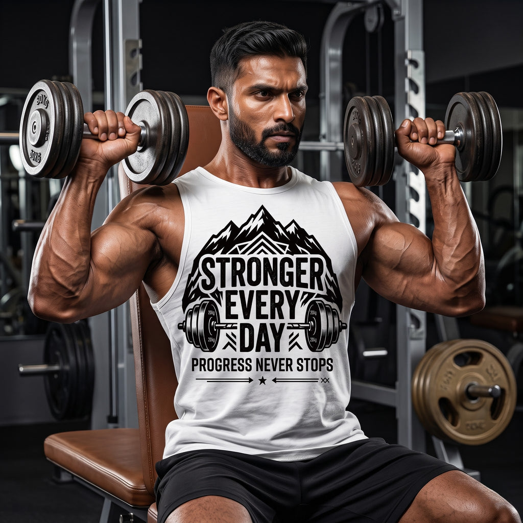 STRONGER EVERY DAY Sleeveless T-Shirt for Men - White