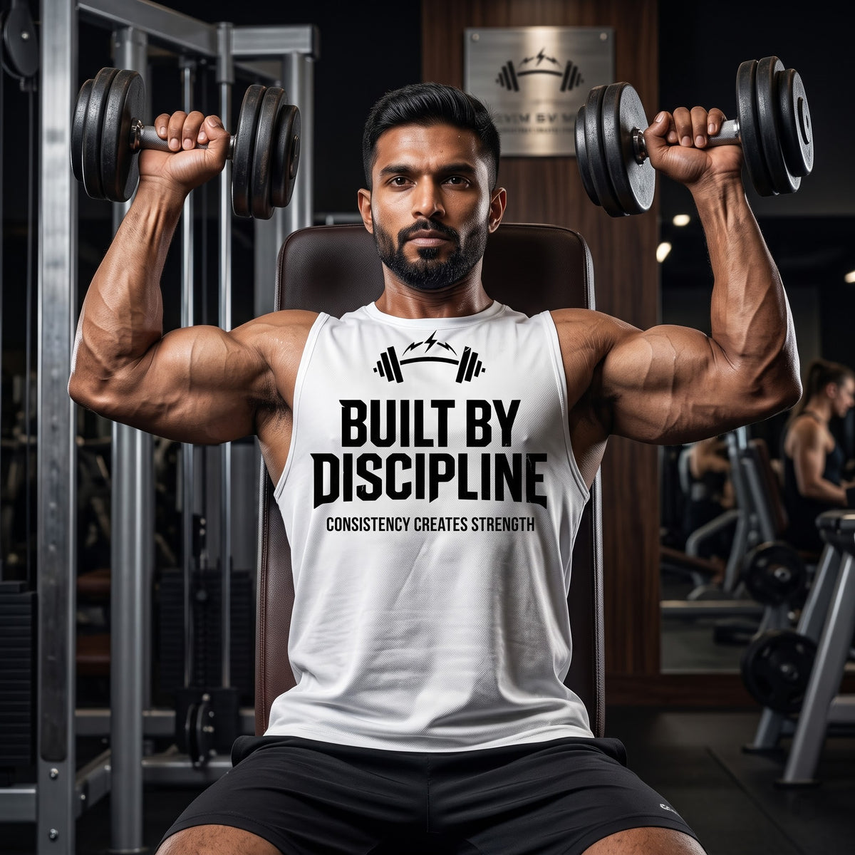 BUILD BY DISCIPLINE Sleeveless T-Shirt for Men - White