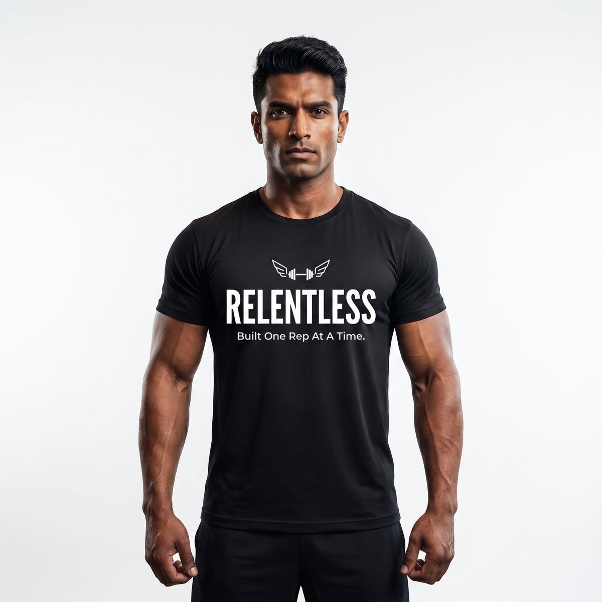 RELENTLESS Regular Fit Gym T-Shirt for Men - Black