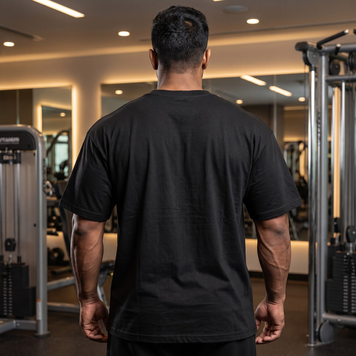 POWER THROUGH PRESSURE Oversized Gym T-Shirt for Men - Black