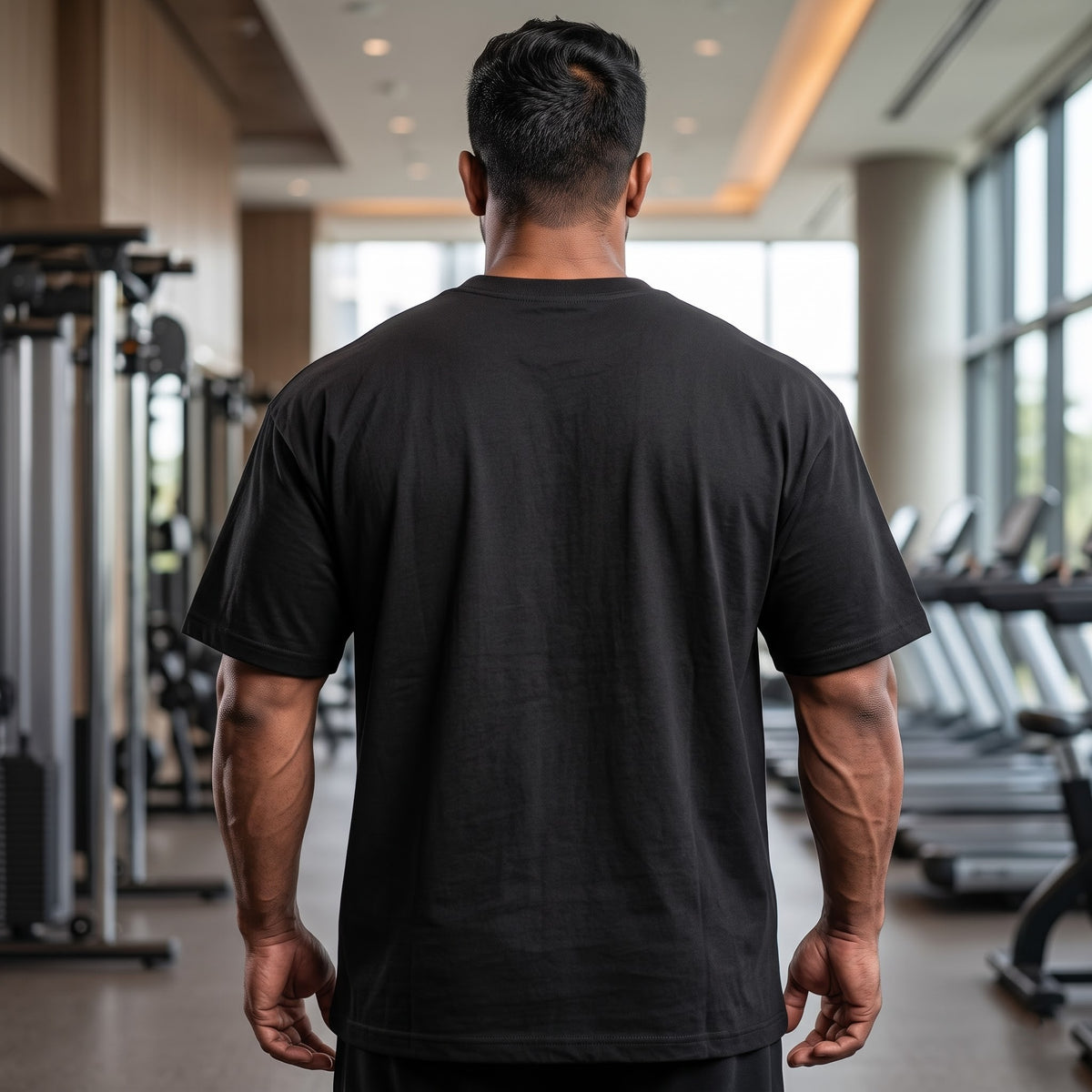 NO EASY REPS Oversized Gym T-Shirt for Men - Black