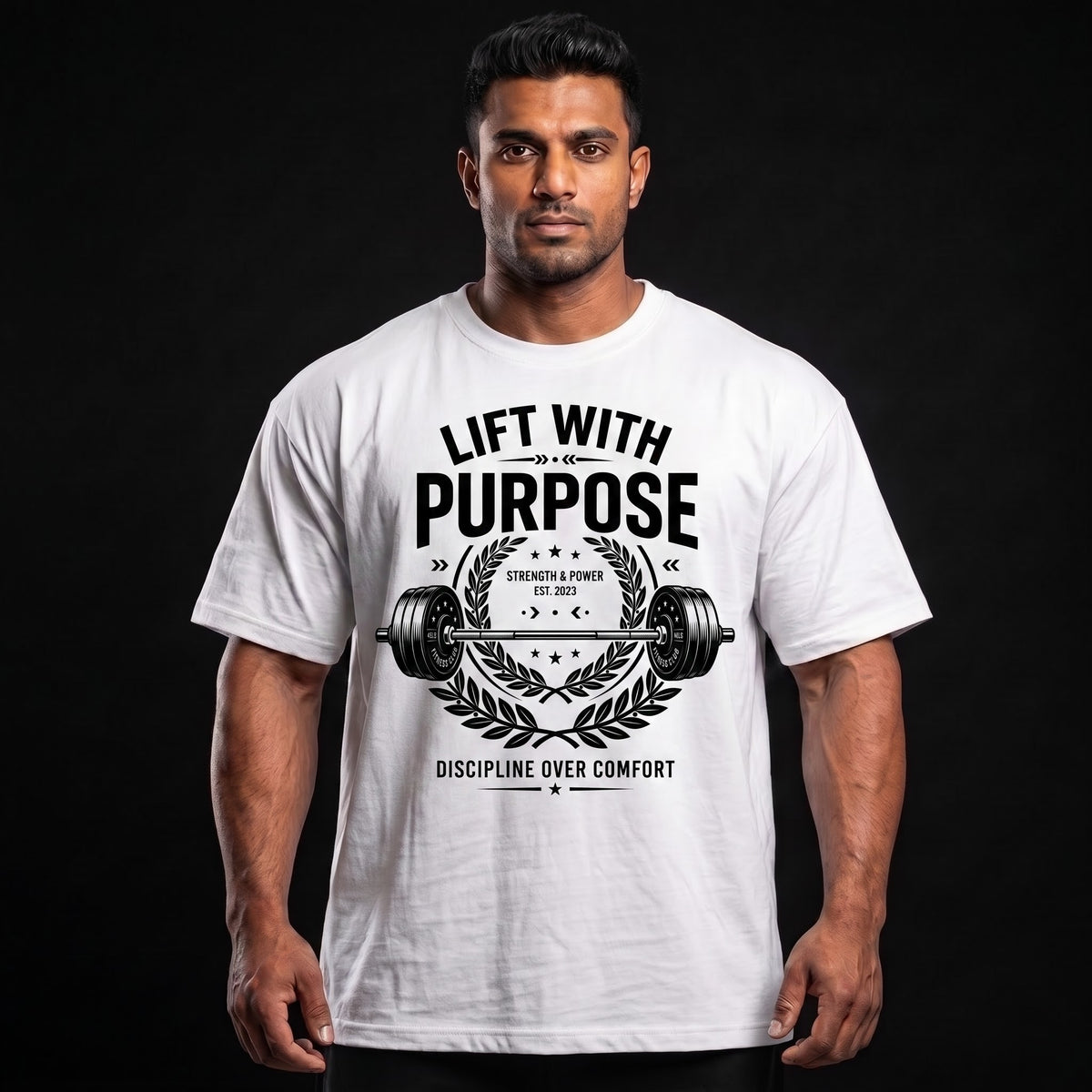 LIFT WITH PURPOSE Oversized Gym T-Shirt for Men - White