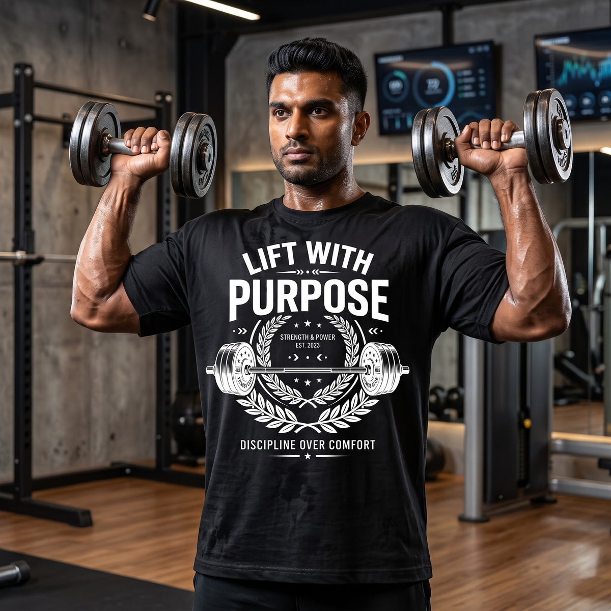 LIFT WITH PURPOSE Oversized Gym T-Shirt for Men - Black