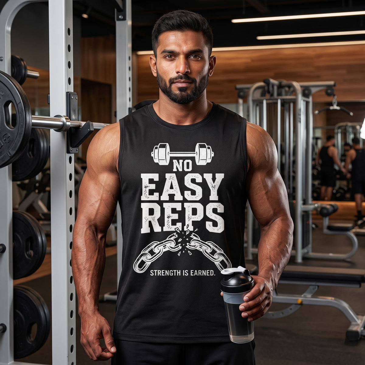 NO EASY REPS Sleeveless T-Shirt for Men - Black