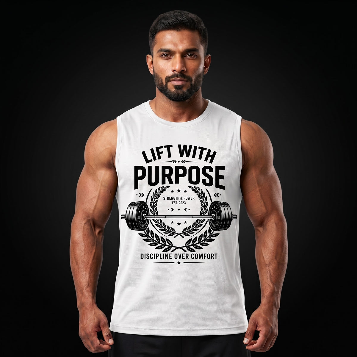 LIFT WITH PURPOSE Sleeveless T-Shirt for Men - White