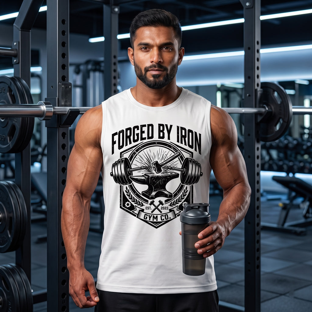 FORGED BY IRON Sleeveless T-Shirt for Men - White