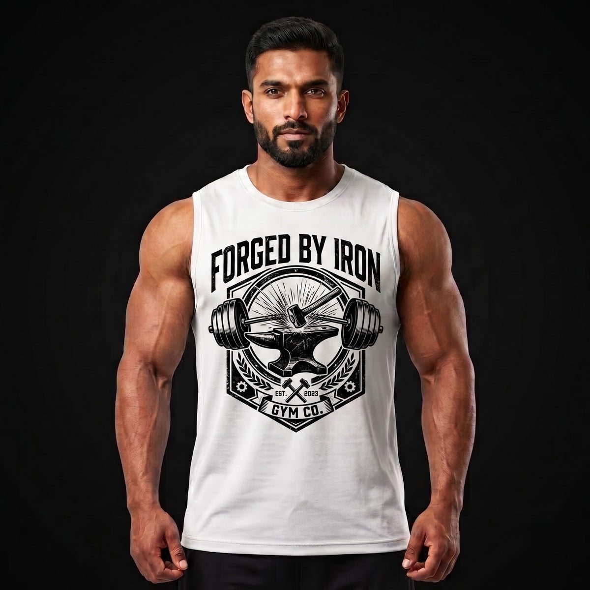 FORGED BY IRON Sleeveless T-Shirt for Men - White