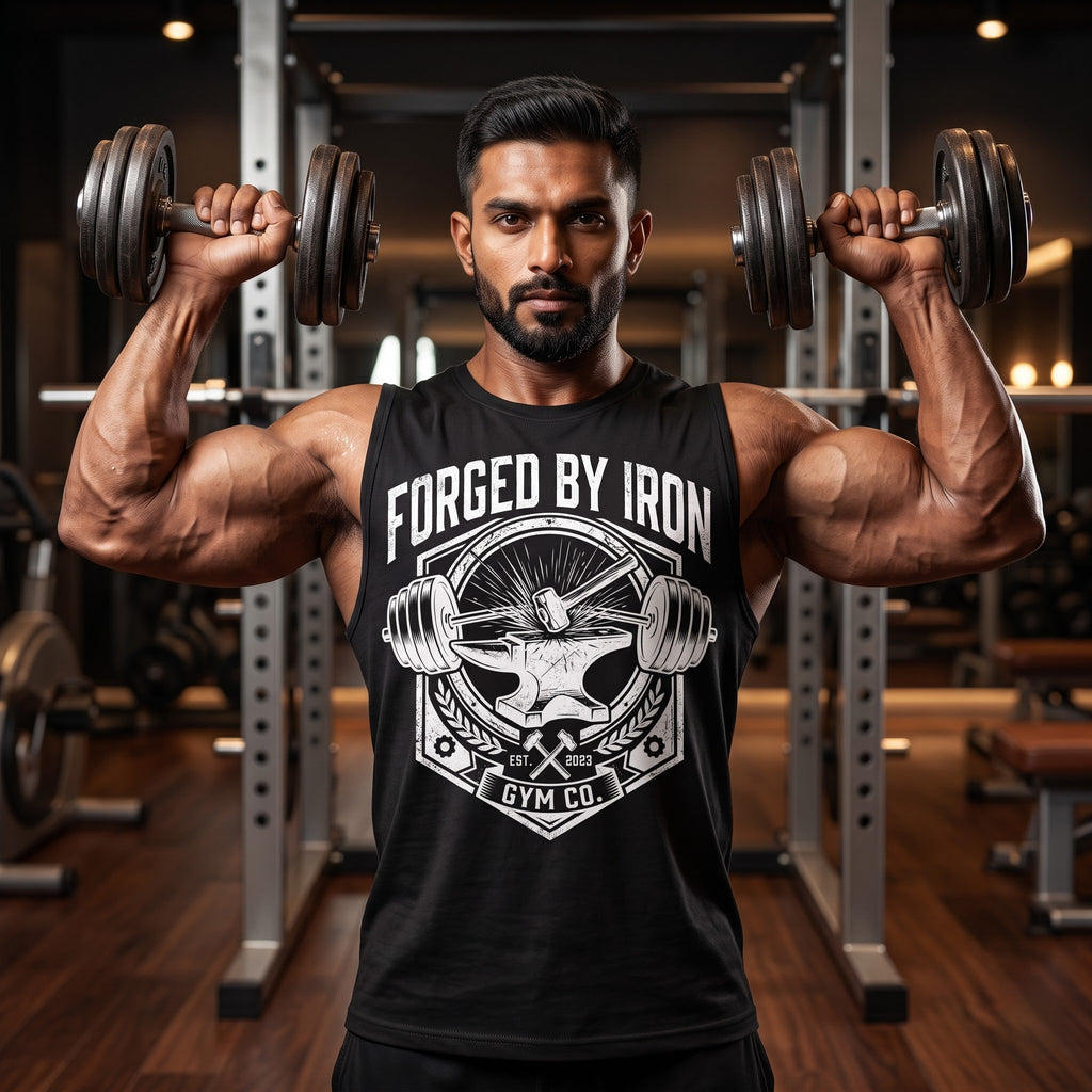 FORGED BY IRON Sleeveless T-Shirt for Men - Black
