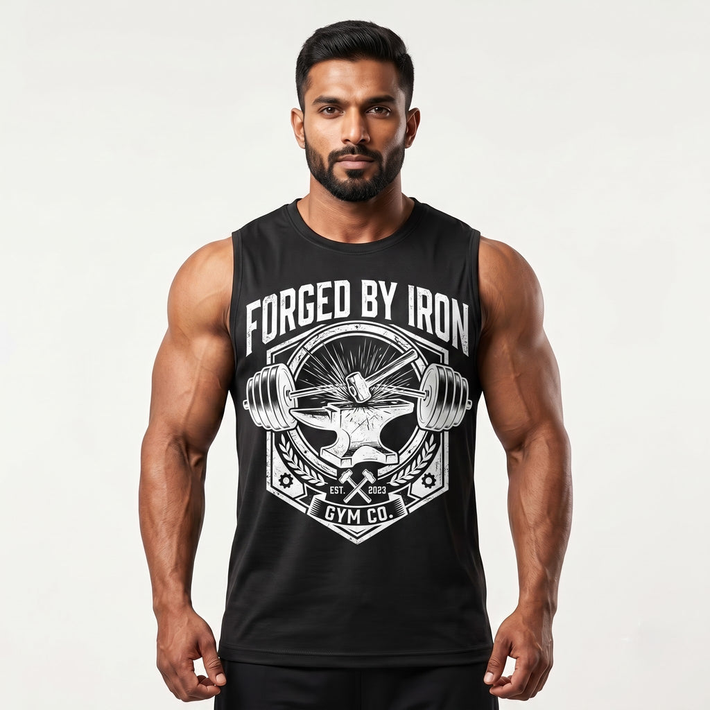 FORGED BY IRON Sleeveless T-Shirt for Men - Black