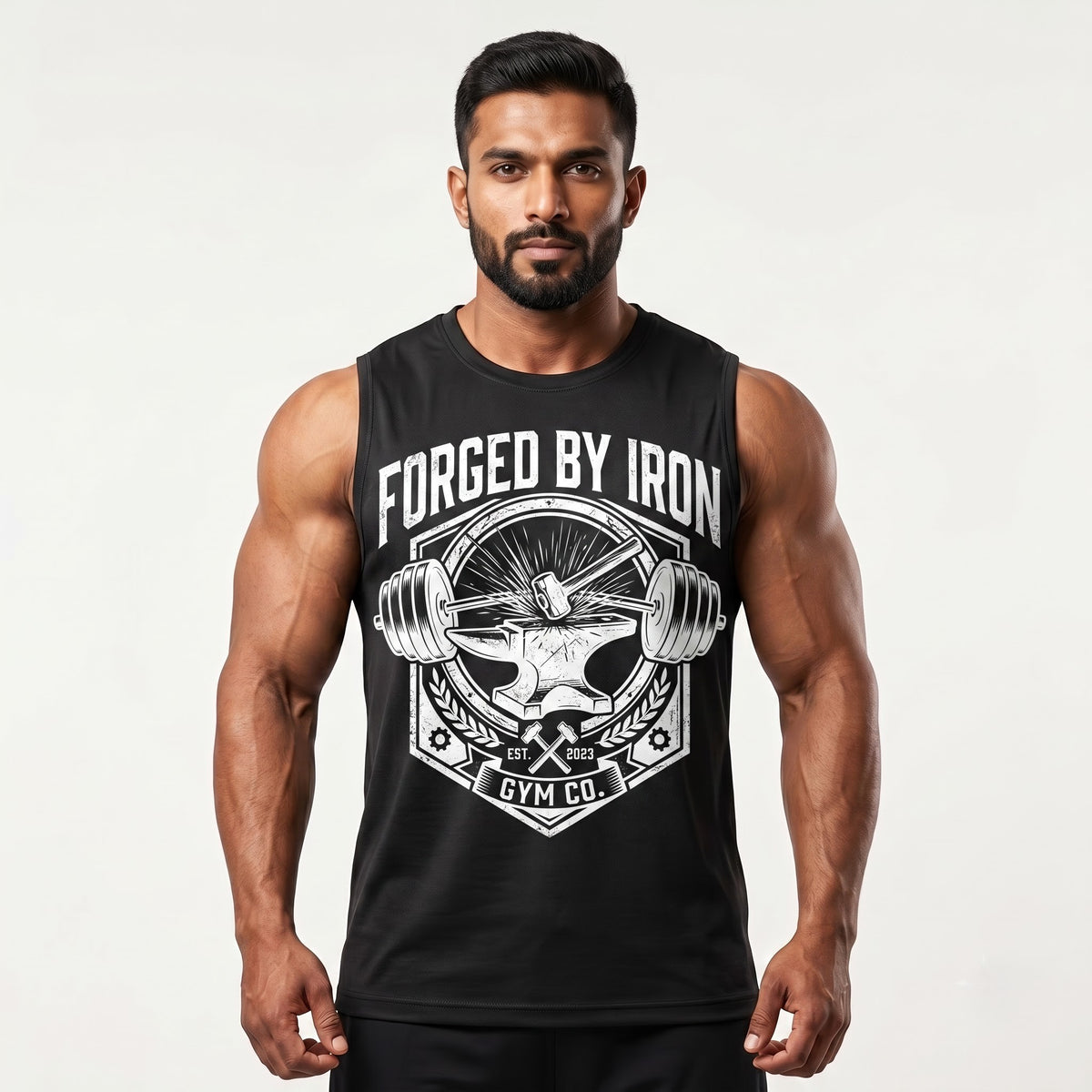 FORGED BY IRON Sleeveless T-Shirt for Men - Black