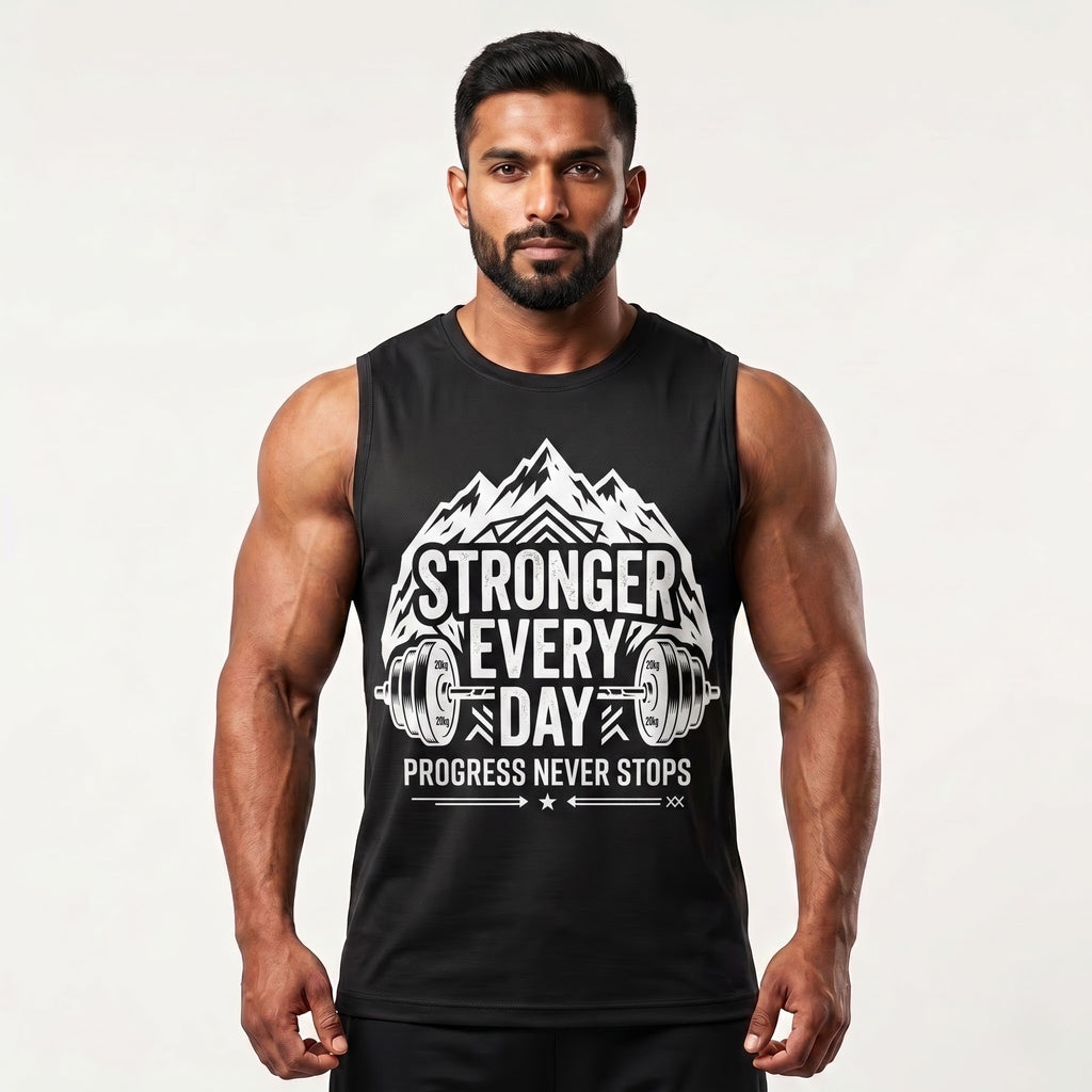 STRONGER EVERY DAY Sleeveless T-Shirt for Men - Black