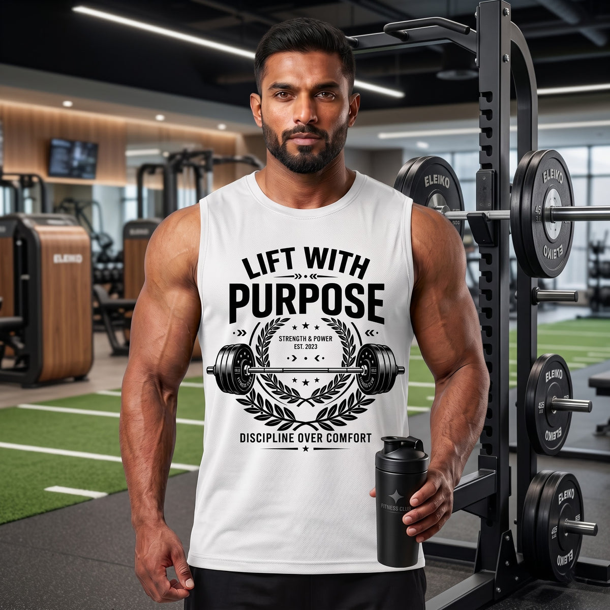 LIFT WITH PURPOSE Sleeveless T-Shirt for Men - White
