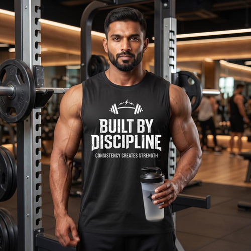 BUILD BY DISCIPLINE Sleeveless T-Shirt for Men - Black