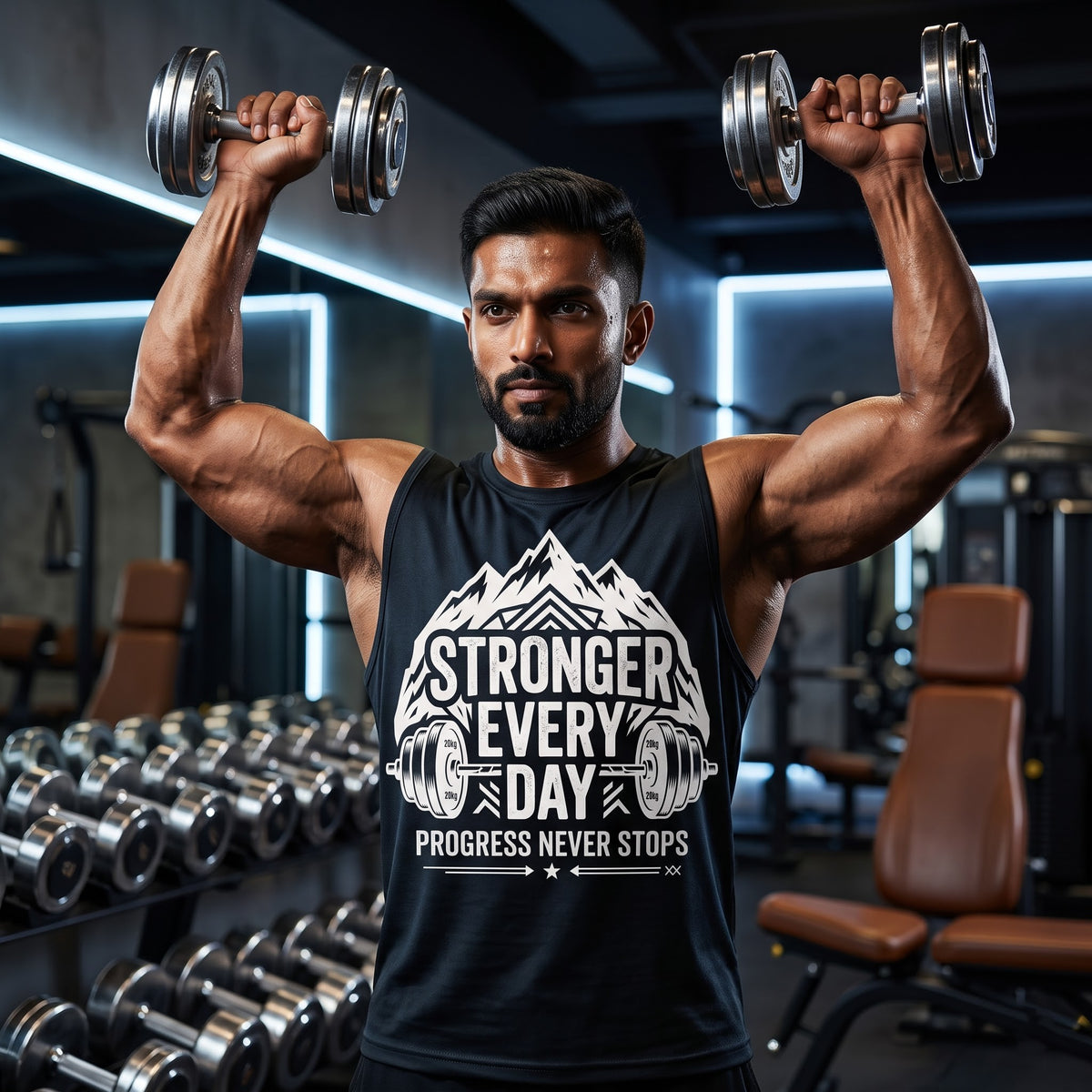 STRONGER EVERY DAY Sleeveless T-Shirt for Men - Black