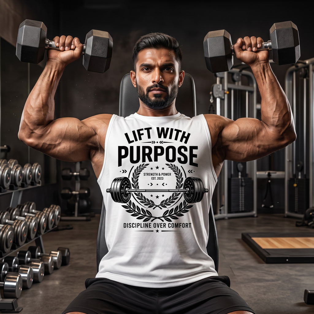 LIFT WITH PURPOSE Sleeveless T-Shirt for Men - White