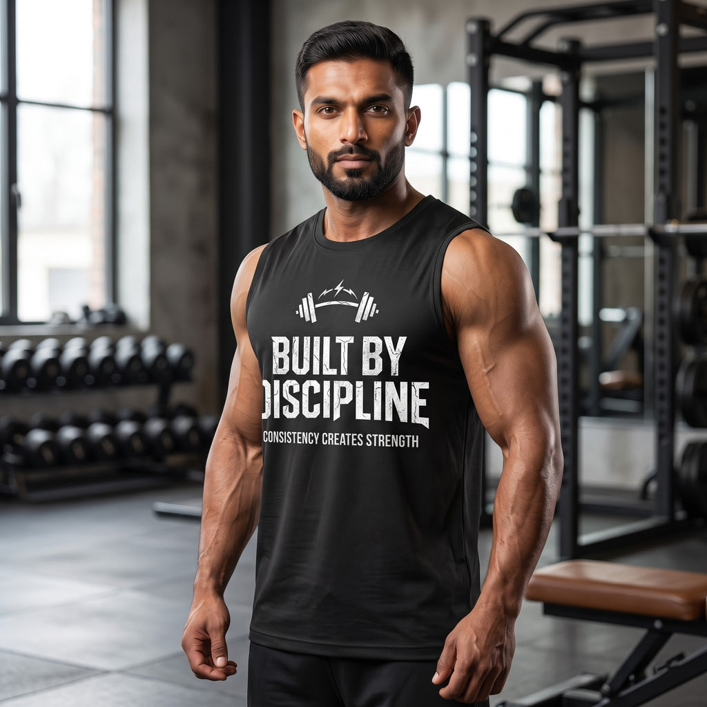 BUILD BY DISCIPLINE Sleeveless T-Shirt for Men - Black