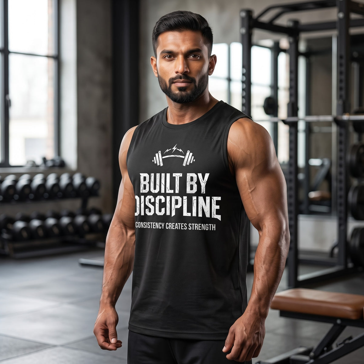 BUILD BY DISCIPLINE Sleeveless T-Shirt for Men - Black