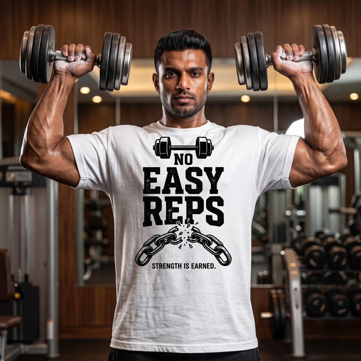 NO EASY REPS Oversized Gym T-Shirt for Men - White