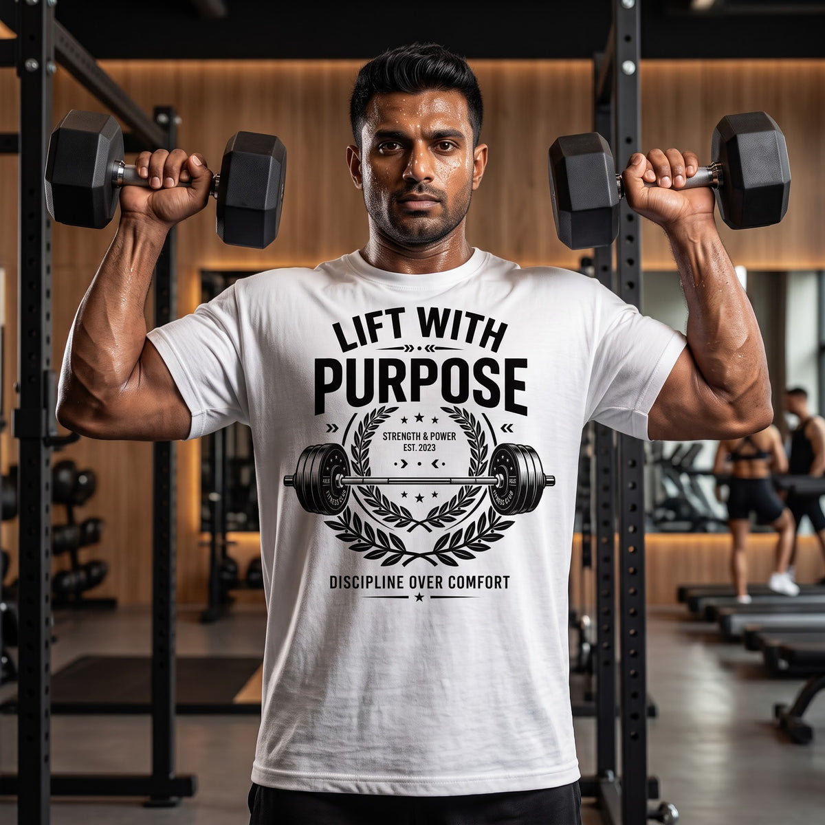 LIFT WITH PURPOSE Oversized Gym T-Shirt for Men - White