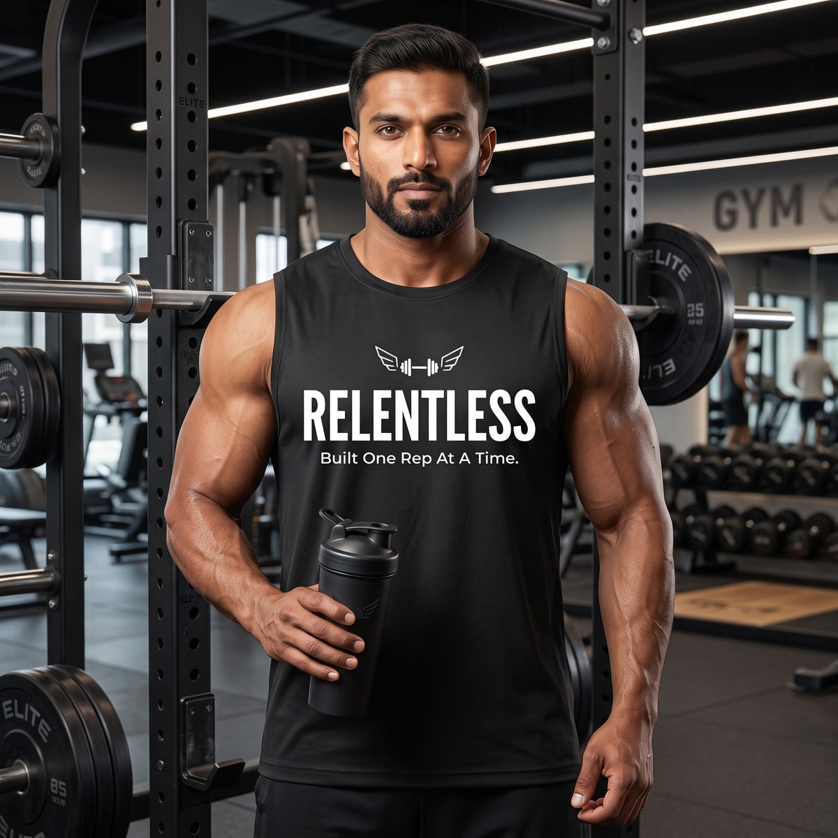 RELENTLESS Sleeveless T-Shirt for Men - Black