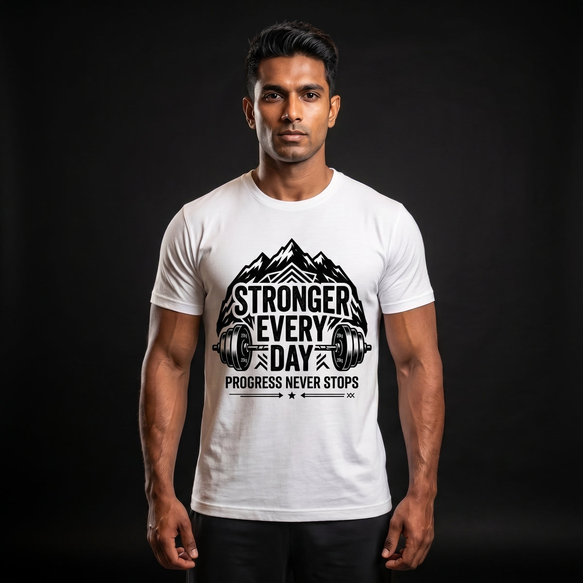 STRONGER EVERY DAY Regular Fit Gym T-Shirt for Men - White