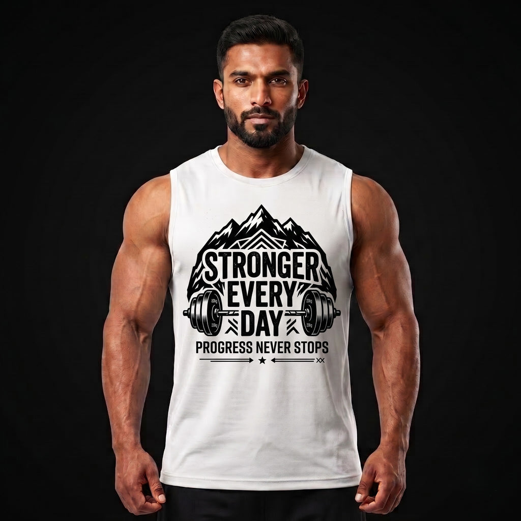 STRONGER EVERY DAY Sleeveless T-Shirt for Men - White