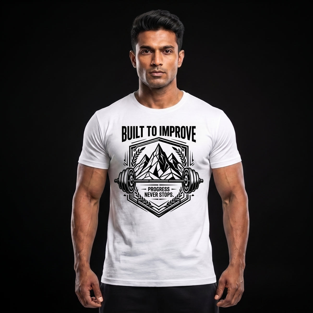 BUILD TO IMPROVE Regular Fit Gym T-Shirt for Men - White