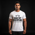 BUILT BY DISCIPLINE Regular Fit Gym T-Shirt for Men - White