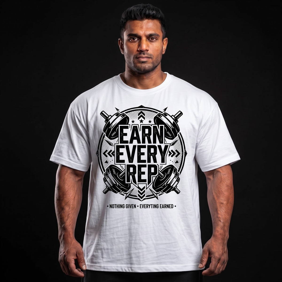 EARN EVERY REP Oversized Gym T-Shirt for Men - White