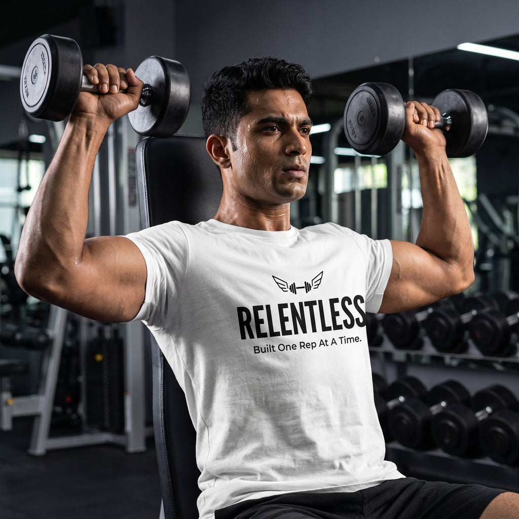 RELENTLESS Regular Fit Gym T-Shirt for Men - White
