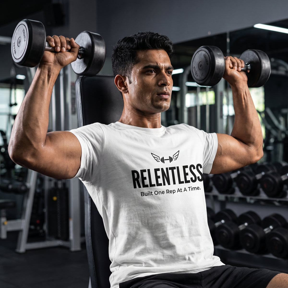 RELENTLESS Regular Fit Gym T-Shirt for Men - White