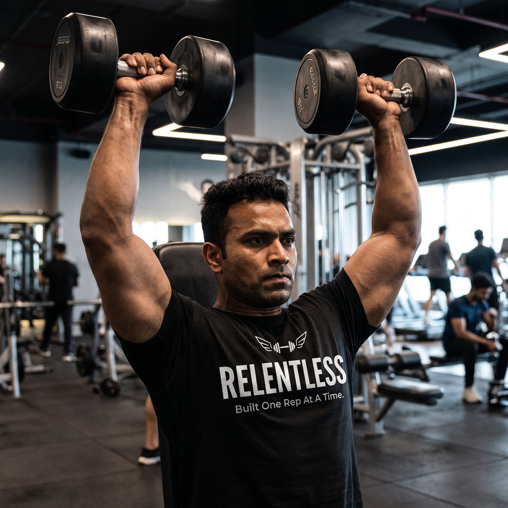 RELENTLESS Regular Fit Gym T-Shirt for Men - Black
