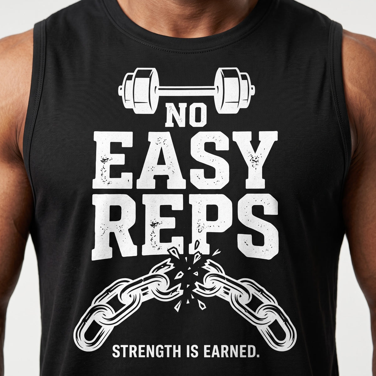 NO EASY REPS Sleeveless T-Shirt for Men - Black