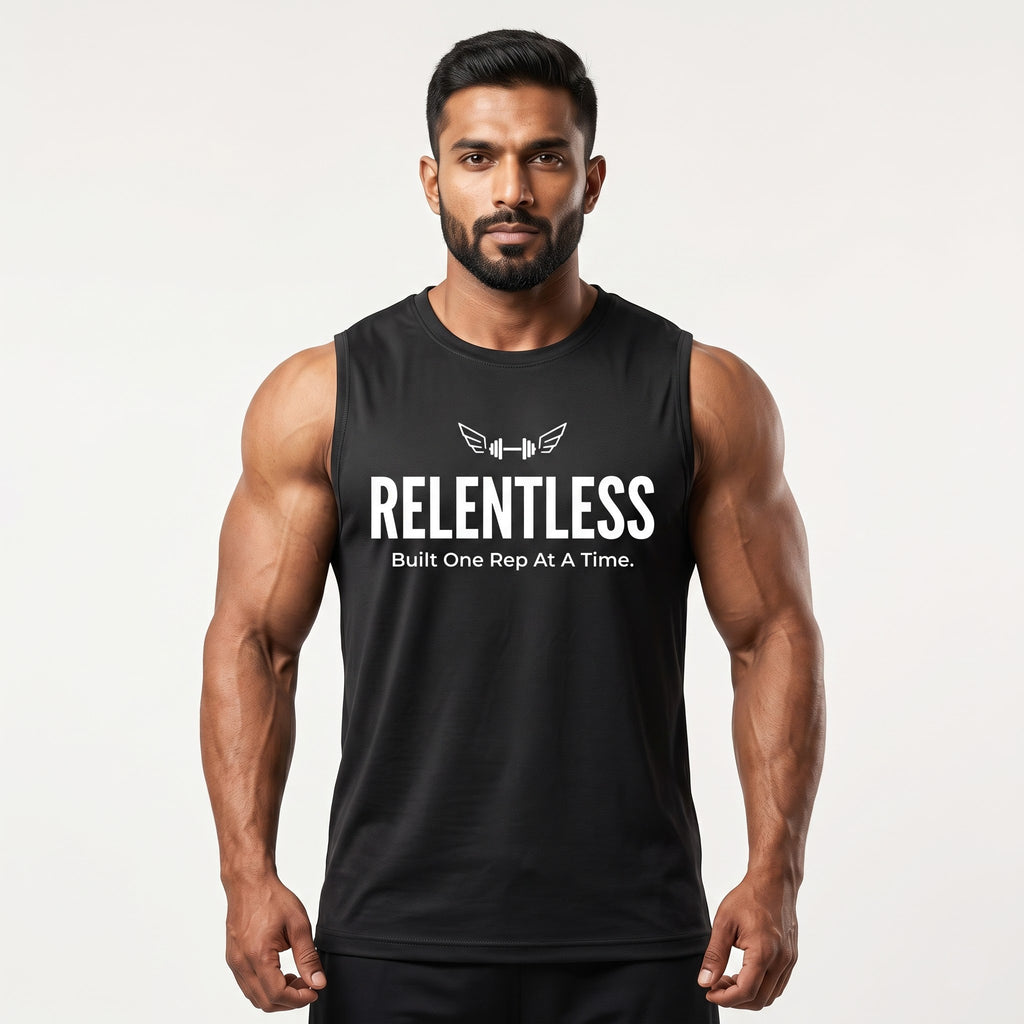 RELENTLESS Sleeveless T-Shirt for Men - Black