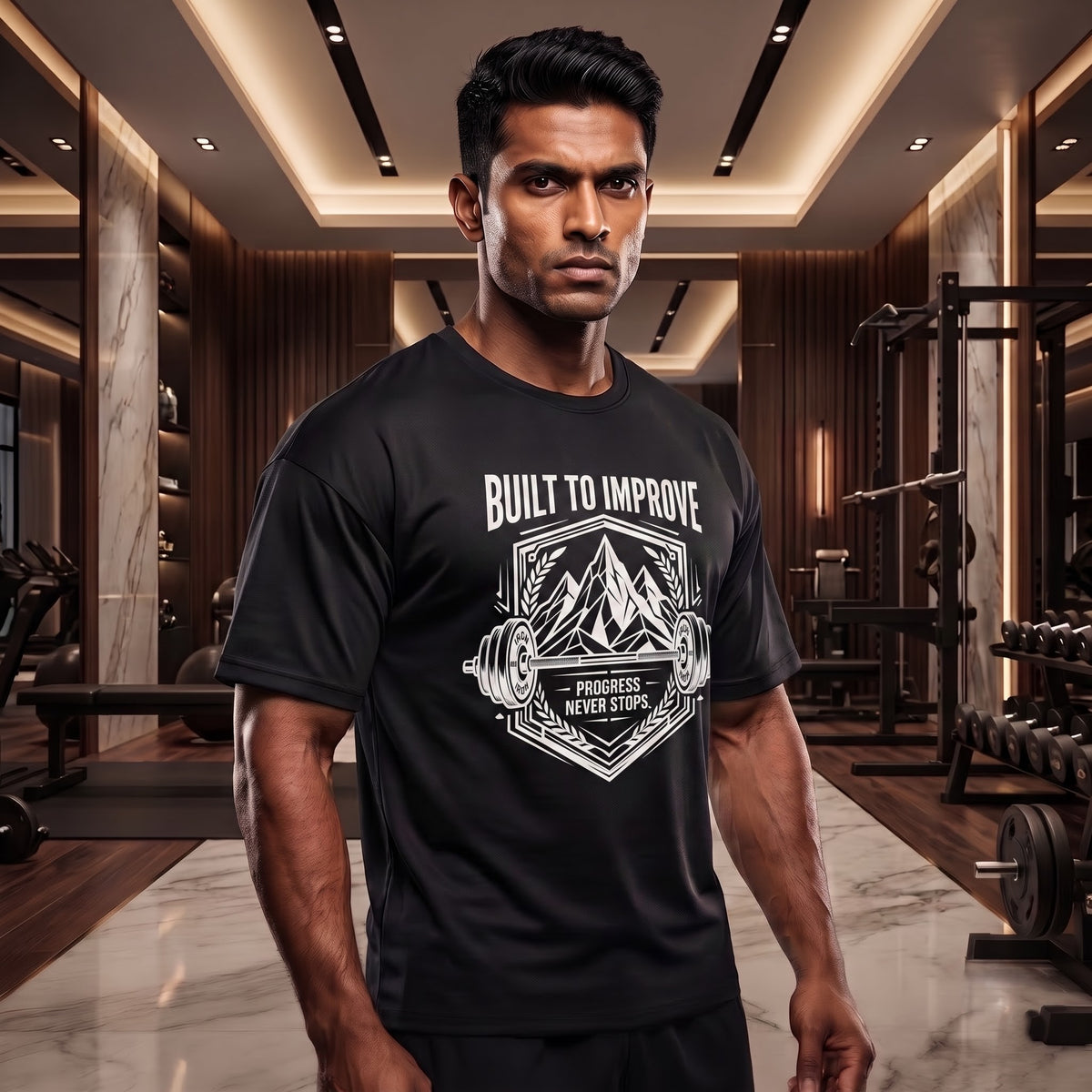 BUILD TO IMPROVE Oversized Gym T-Shirt for Men - Black