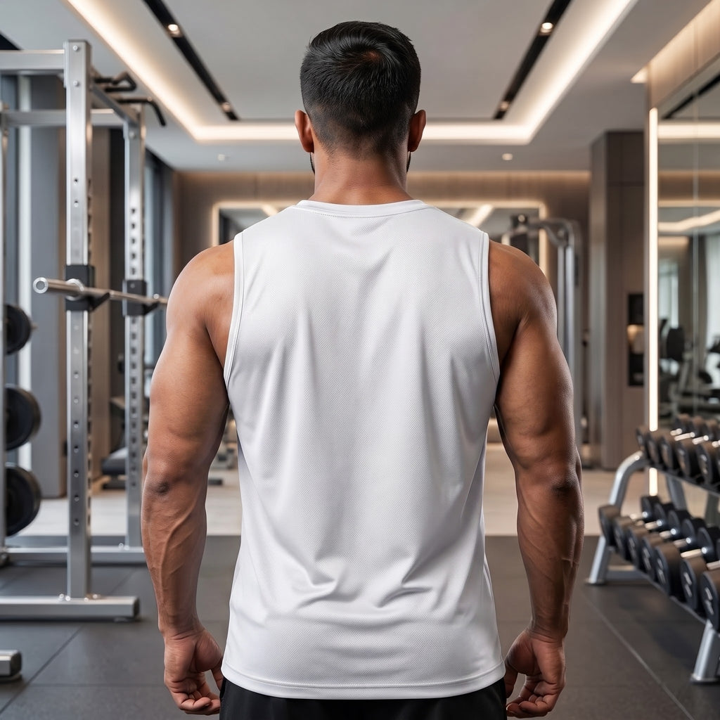 BUILD BY DISCIPLINE Sleeveless T-Shirt for Men - White