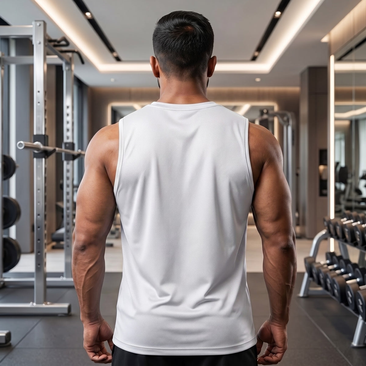 BUILD BY DISCIPLINE Sleeveless T-Shirt for Men - White
