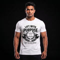 LIFT WITH PURPOSE Regular Fit Gym T-Shirt for Men - White