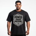 POWER THROUGH PRESSURE Oversized Gym T-Shirt for Men - Black