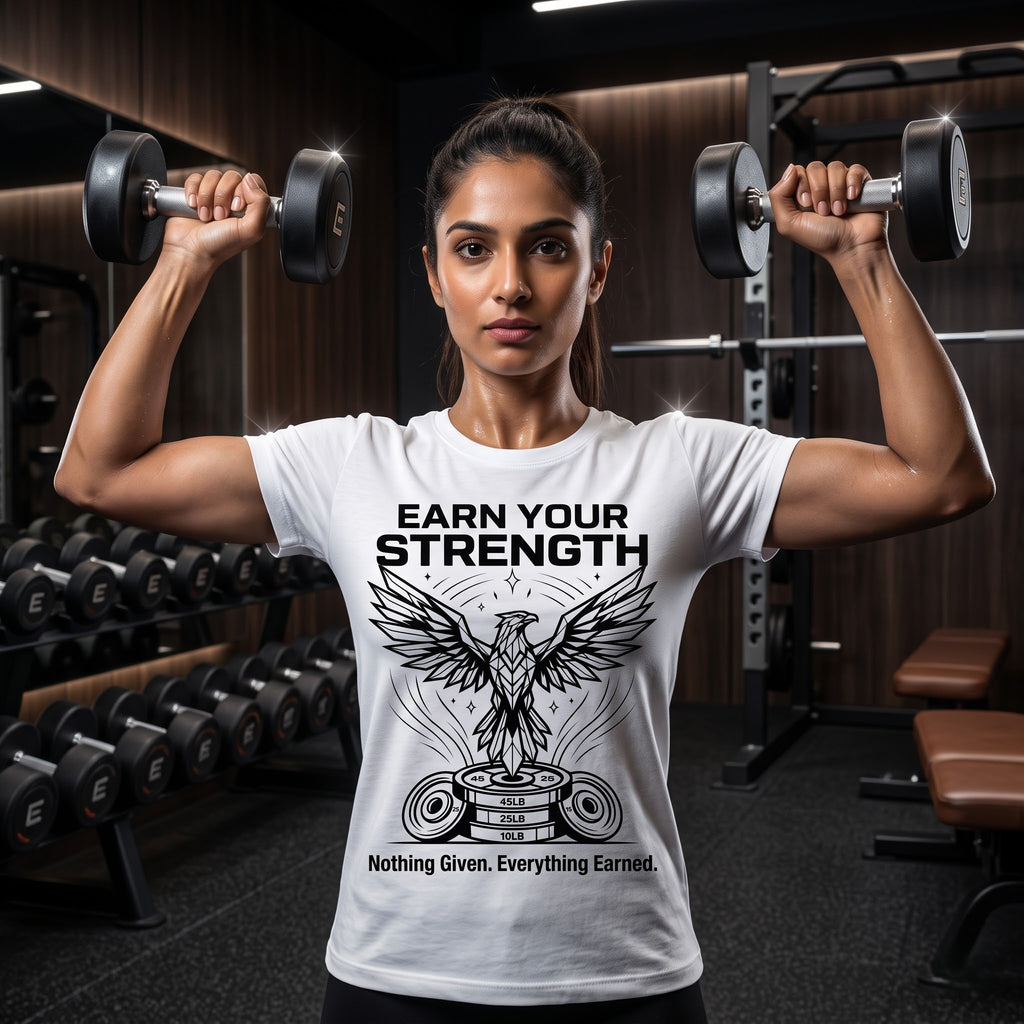 EARN YOUR STRENGTH Women's Gym T-Shirt - White