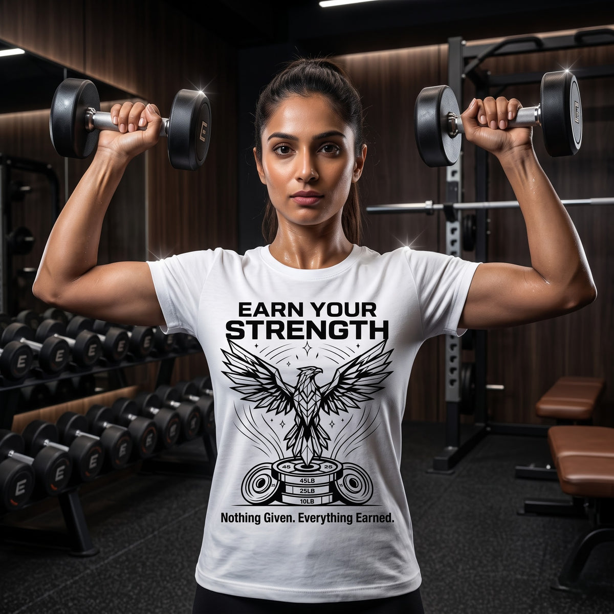 EARN YOUR STRENGTH Women's Gym T-Shirt - White