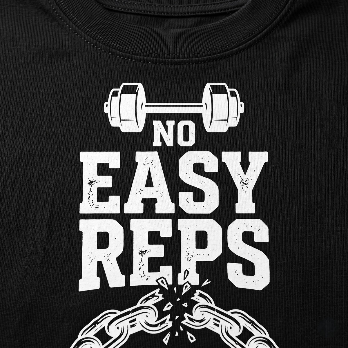 NO EASY REPS Oversized Gym T-Shirt for Men - Black