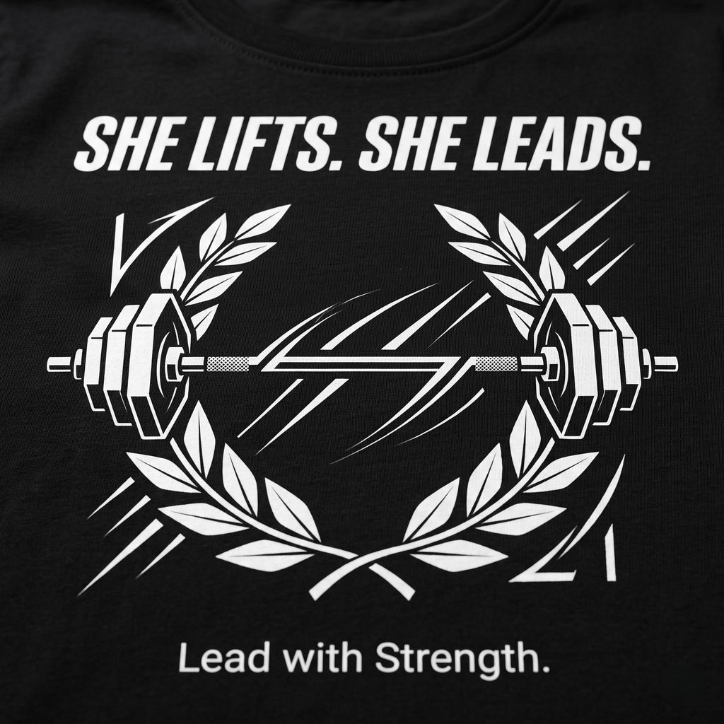 SHE LIFTS SHE LEADS Women's Gym T-Shirt - Black