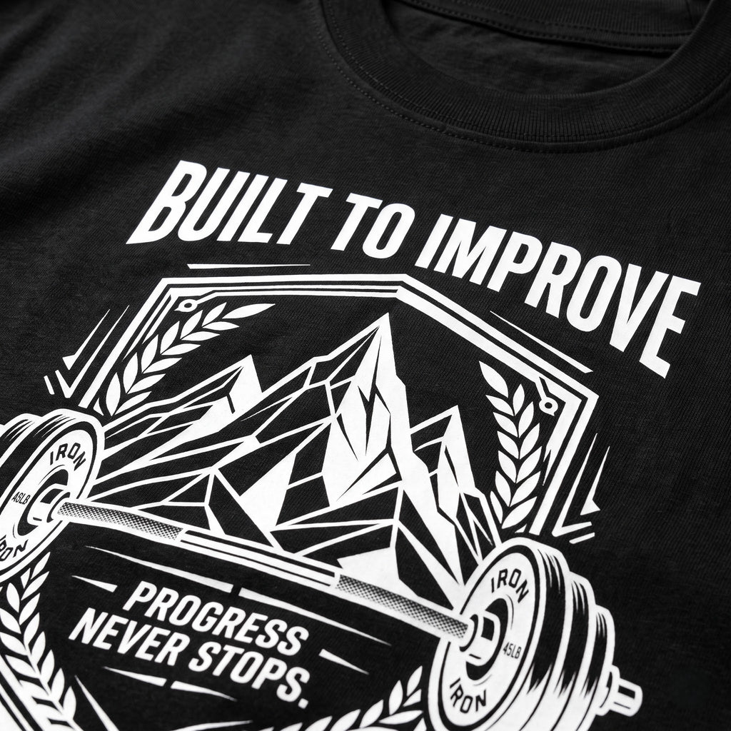 BUILD TO IMPROVE Oversized Gym T-Shirt for Men - Black
