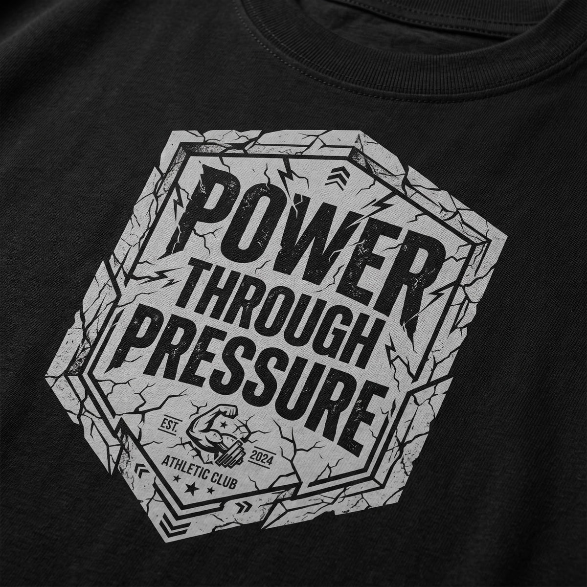 POWER THROUGH PRESSURE Oversized Gym T-Shirt for Men - Black