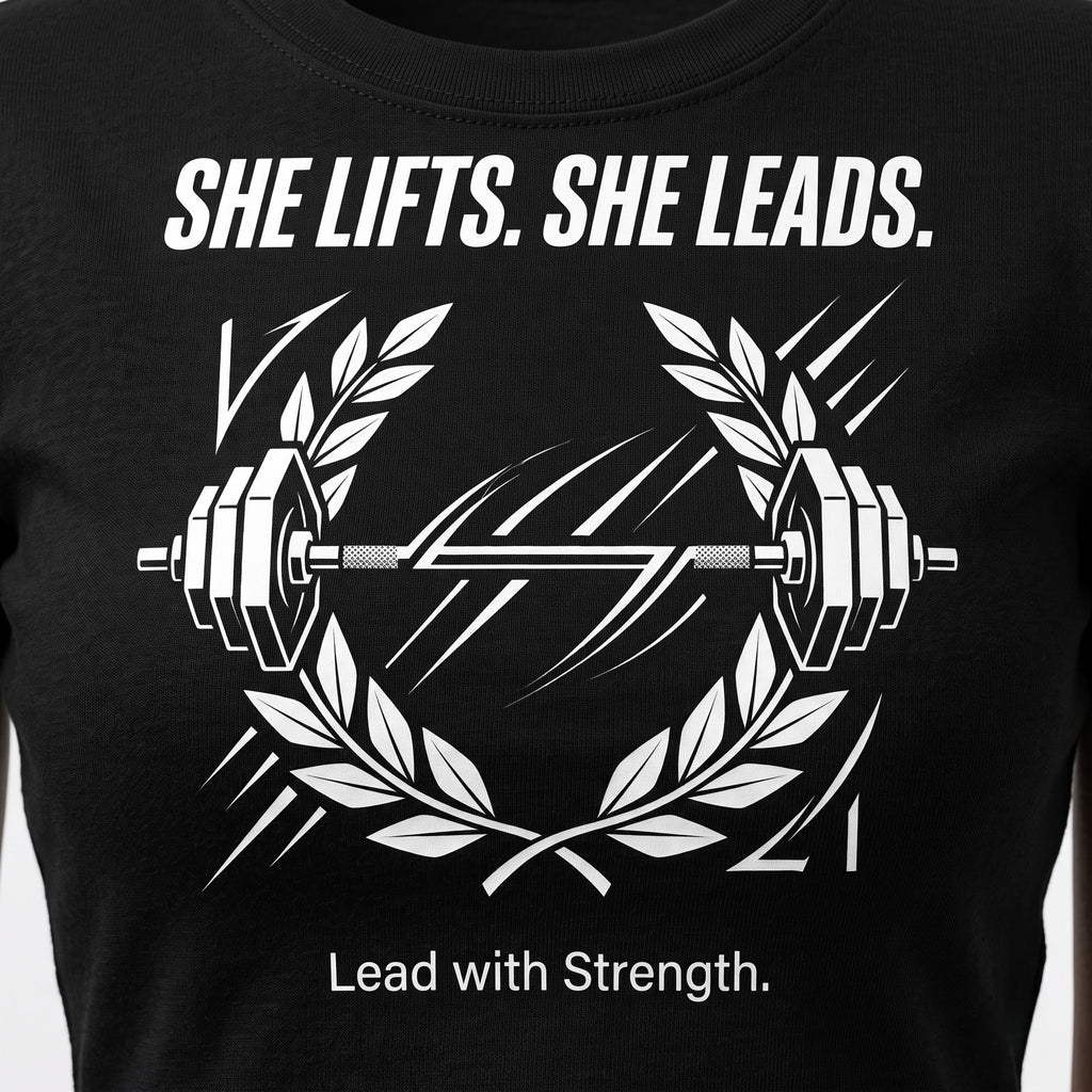 SHE LIFTS SHE LEADS Women's Crop Top - Black