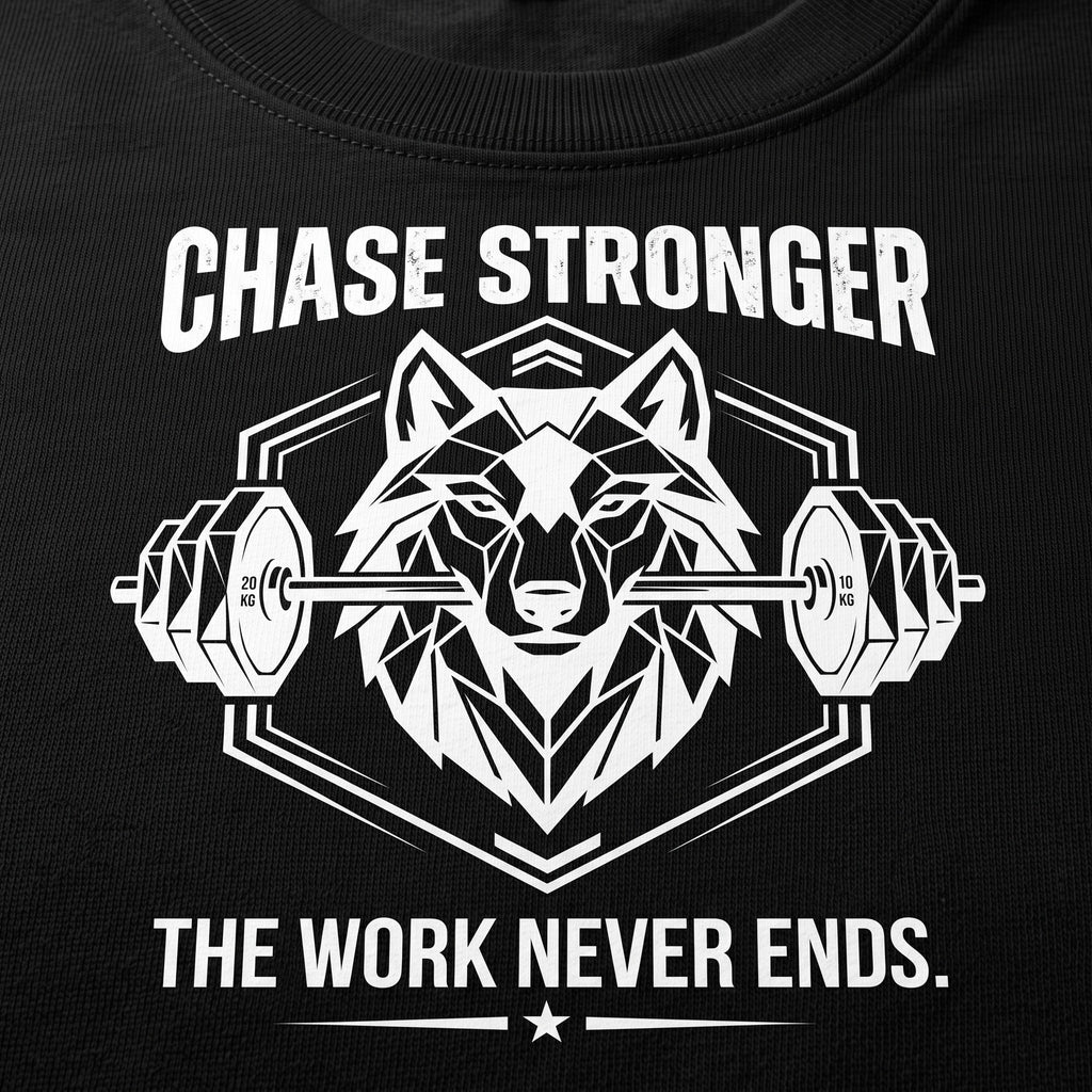 CHASE STRONGER Oversized Gym T-Shirt for Men - Black