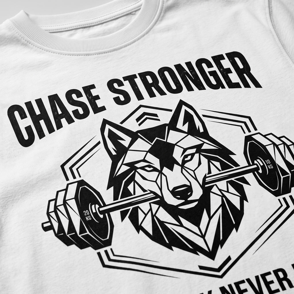 CHASE STRONGER Oversized Gym T-Shirt for Men - White