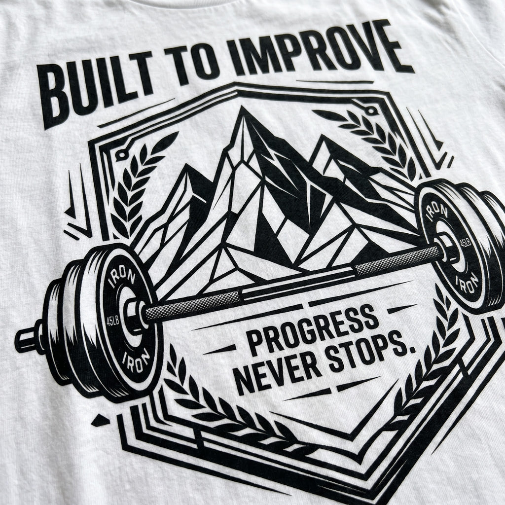 BUILD TO IMPROVE Oversized Gym T-Shirt for Men - White